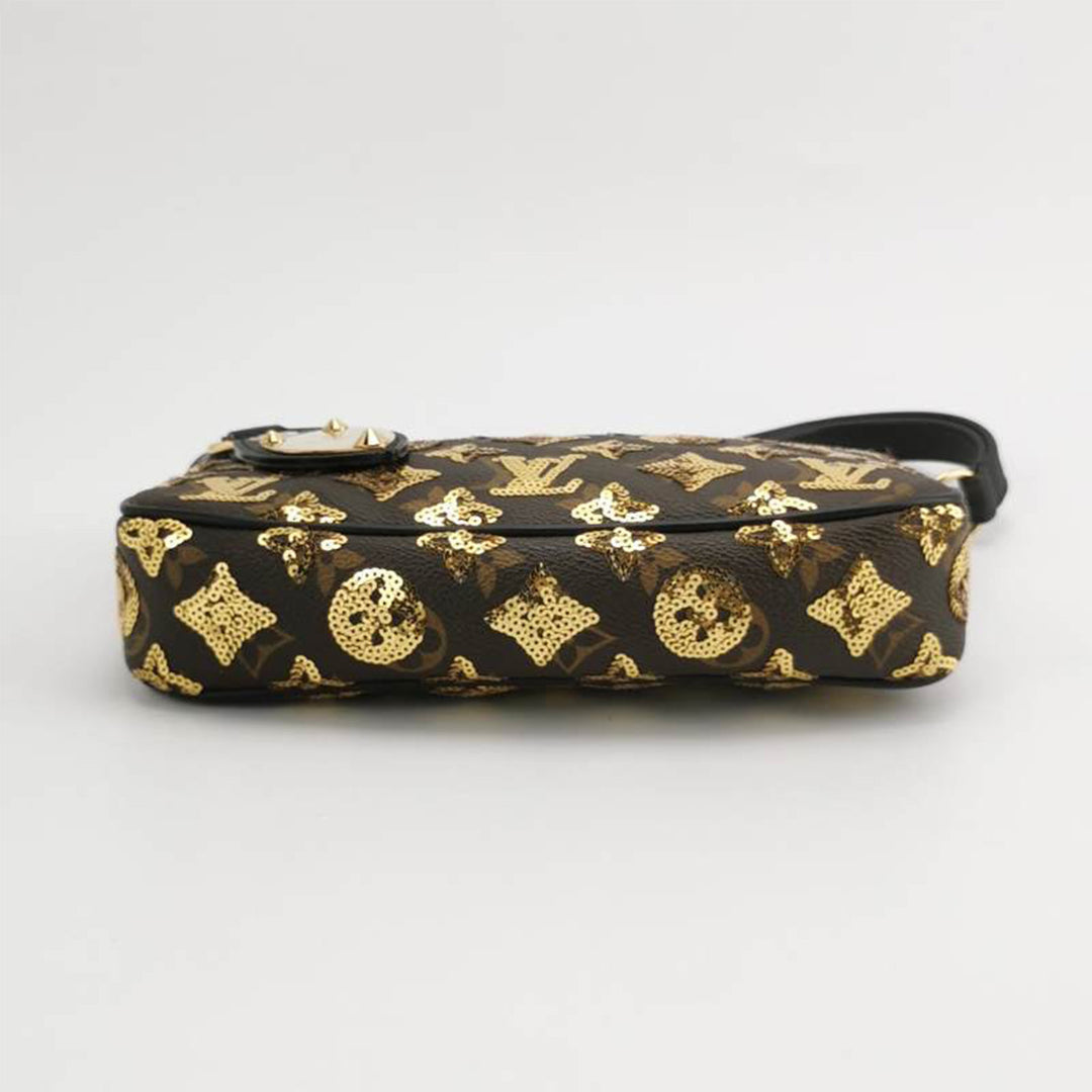 Louis Vuitton Gold Monogram Eclipse Sequin Pochette Accessoires Bag- Limited Edition