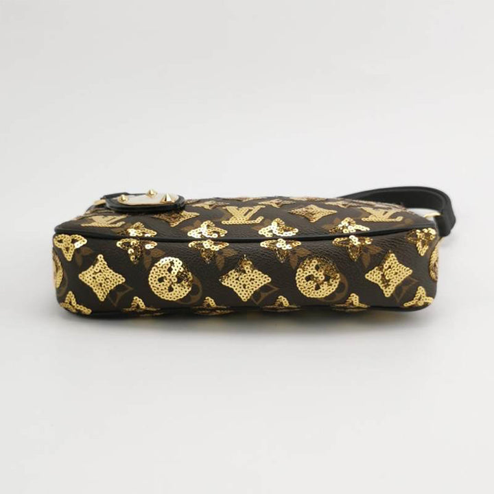 Louis Vuitton Gold Monogram Eclipse Sequin Pochette Accessoires Bag- Limited Edition