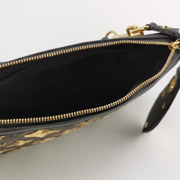 Louis Vuitton Gold Monogram Eclipse Sequin Pochette Accessoires Bag- Limited Edition