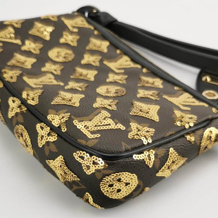 Louis Vuitton Gold Monogram Eclipse Sequin Pochette Accessoires Bag- Limited Edition