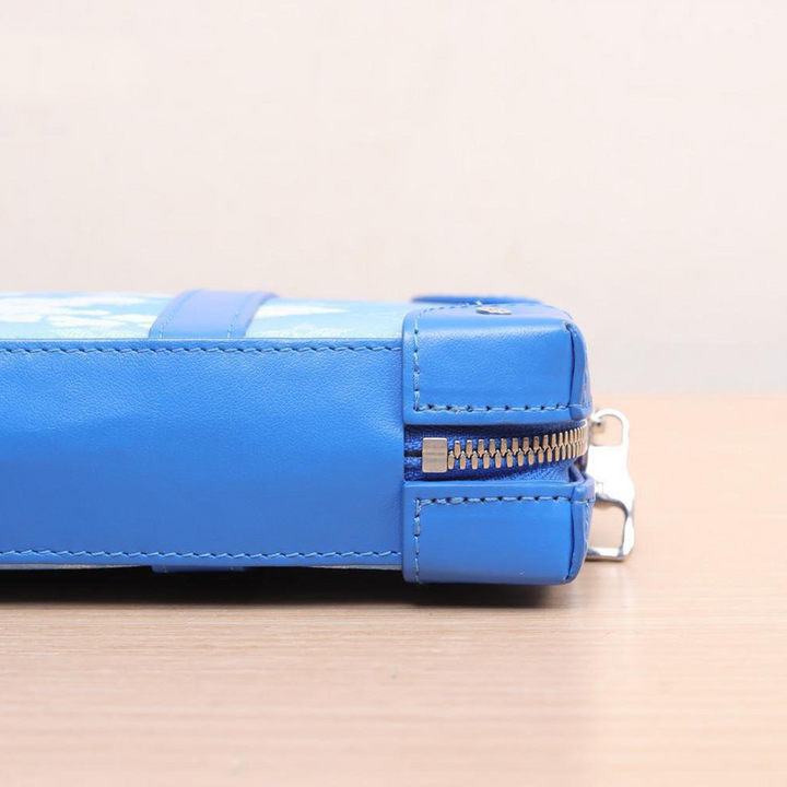 Louis Vuitton Virgil Abloh 2020 Blue Monogram Clouds Coated Canvas Soft Trunk Wallet Silver Hardware