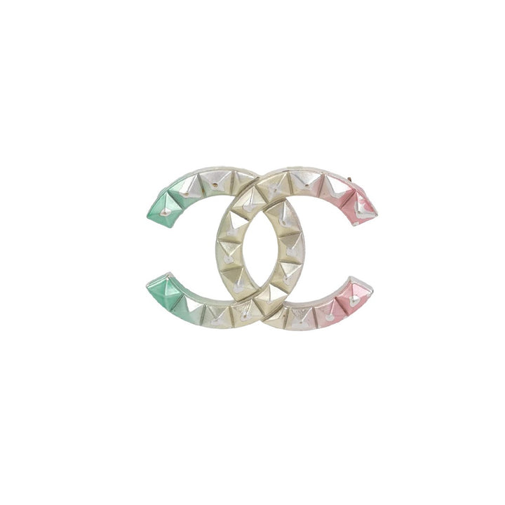 Chanel Metal Studded CC Rainbow Brooch Multicolour