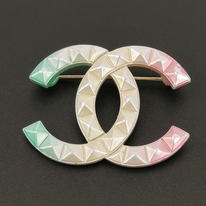 Chanel Metal Studded CC Rainbow Brooch Multicolour