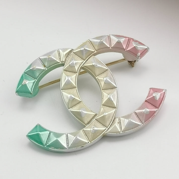 Chanel Metal Studded CC Rainbow Brooch Multicolour