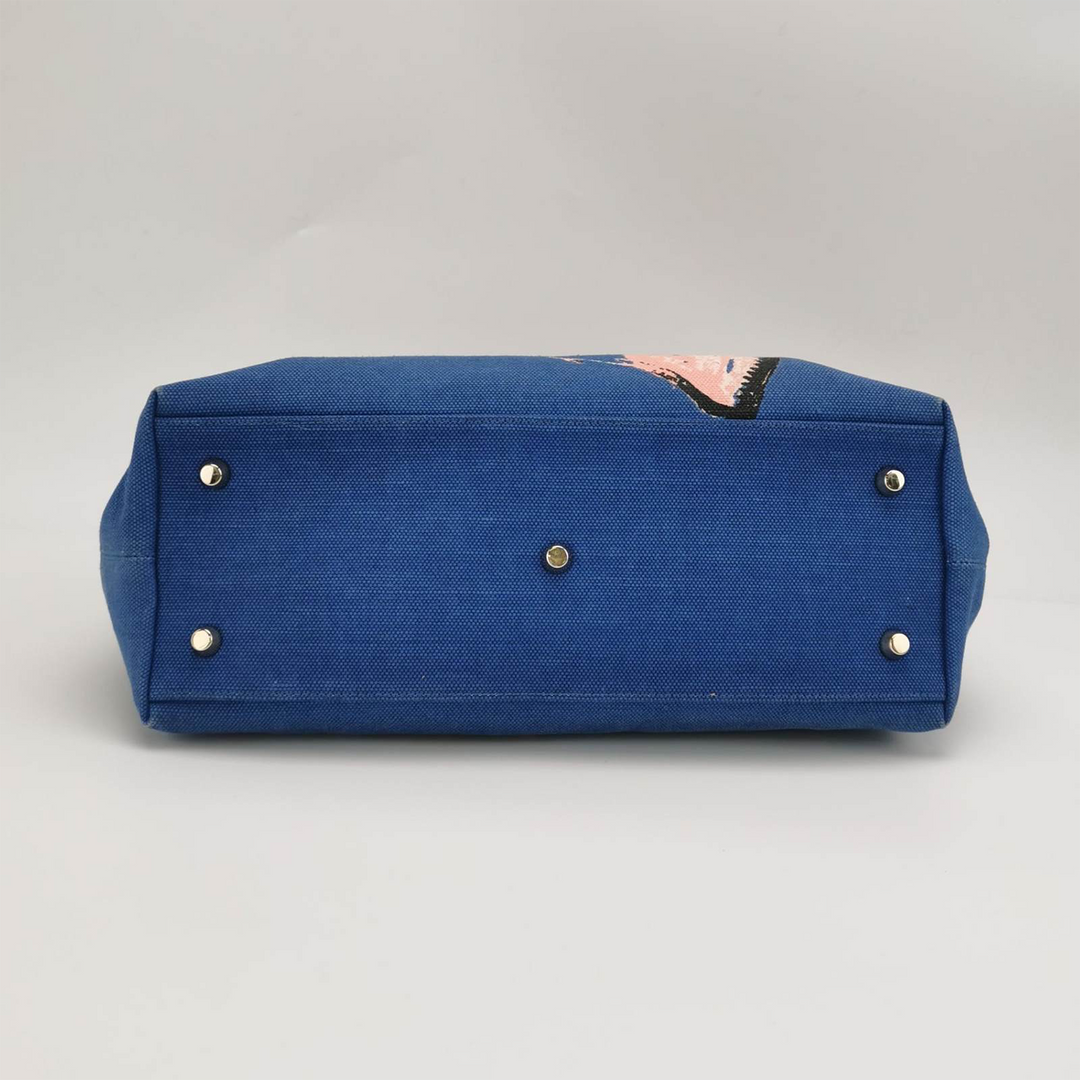 Dior D Light Canvas Chain Tote Bag In Blue Flower Print