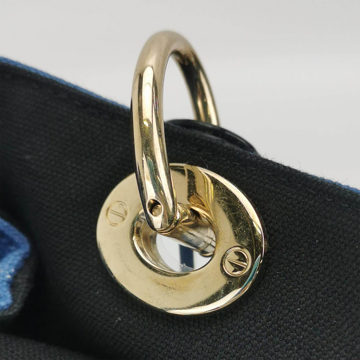 Dior D Light Canvas Chain Tote Bag In Blue Flower Print