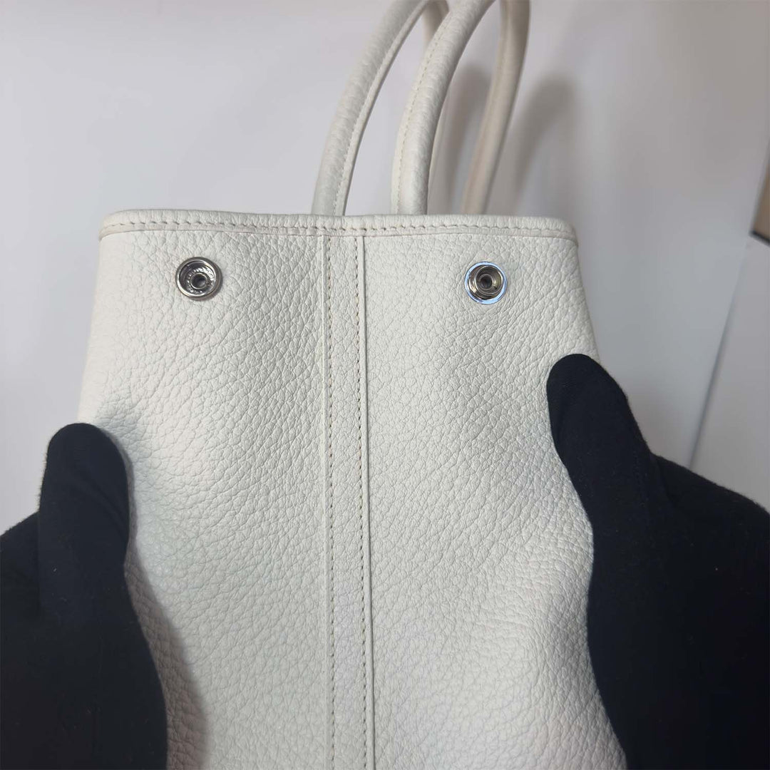 Hermès Garden Party 36 PM in White with Silver Hardware