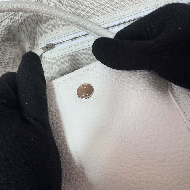 Hermès Garden Party 36 PM in White with Silver Hardware