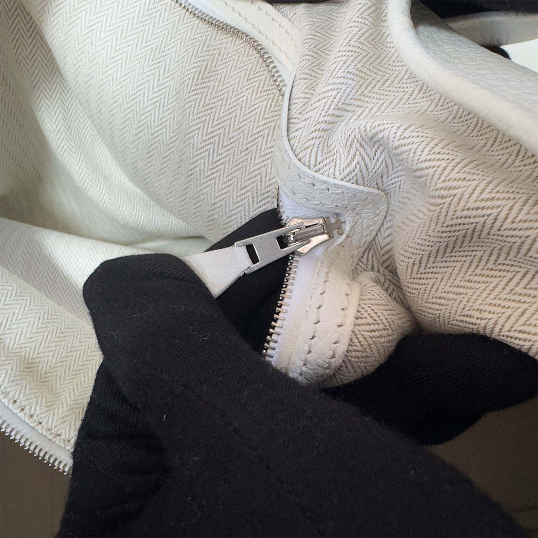 Hermès Garden Party 36 PM in White with Silver Hardware