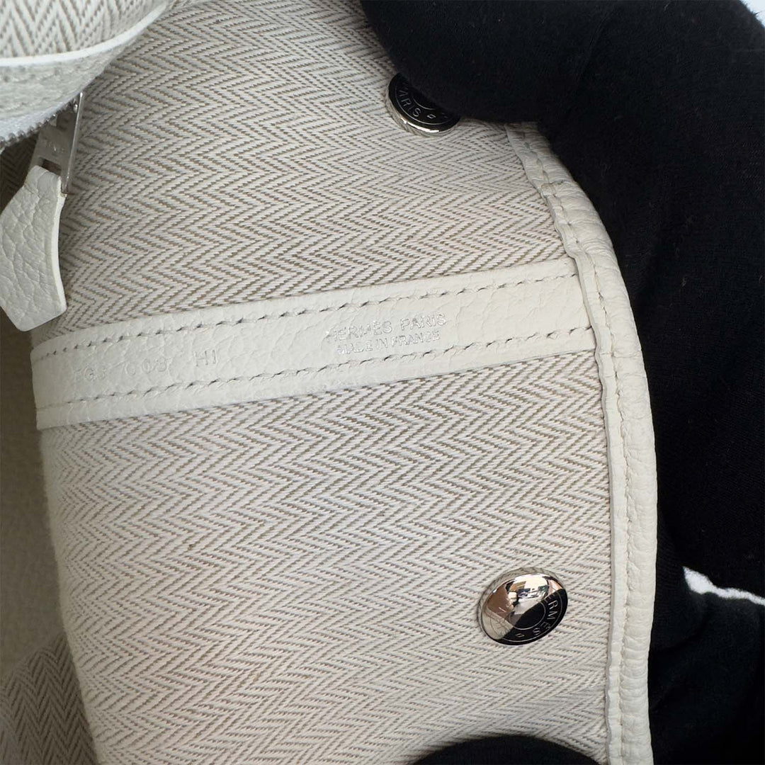 Hermès Garden Party 36 PM in White with Silver Hardware
