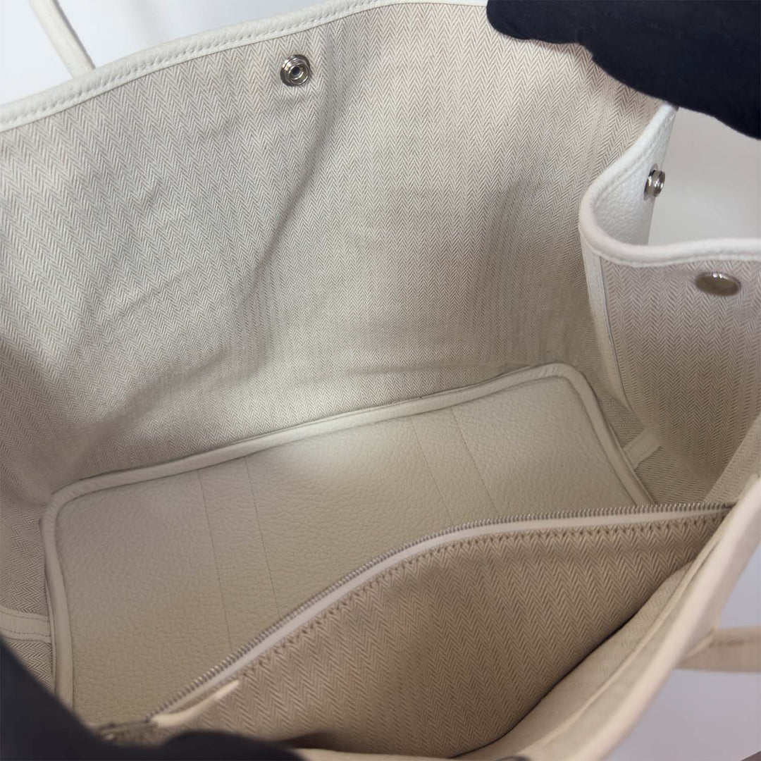 Hermès Garden Party 36 PM in White with Silver Hardware