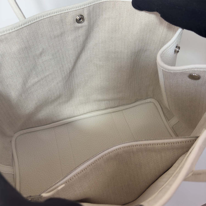 Hermès Garden Party 36 PM in White with Silver Hardware