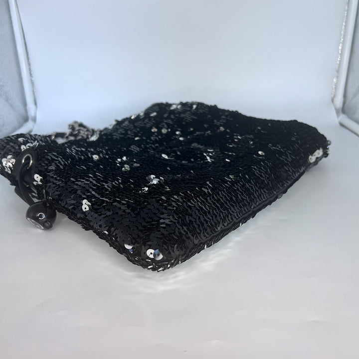Chanel Small Sequin Drawstring Bag with Silver Hardware