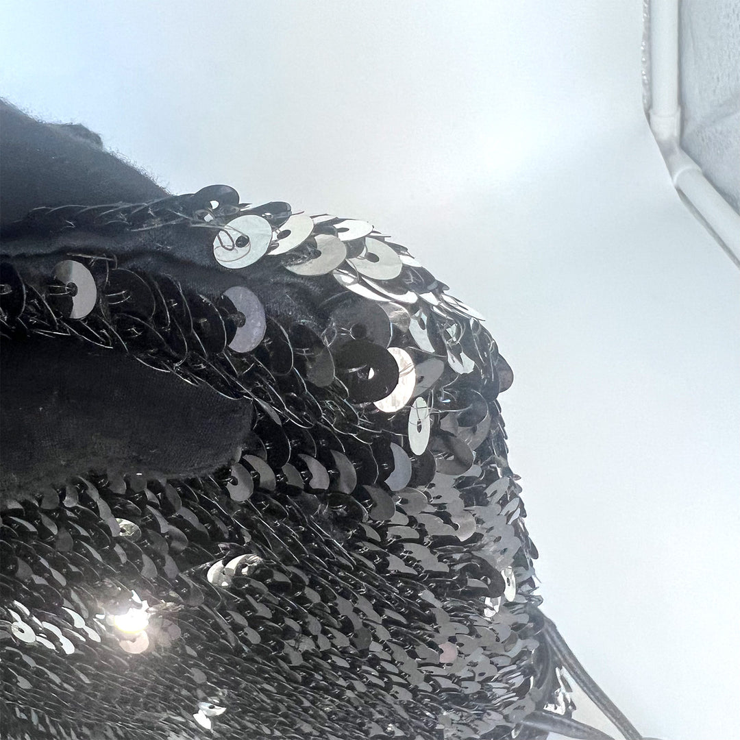 Chanel Small Sequin Drawstring Bag with Silver Hardware
