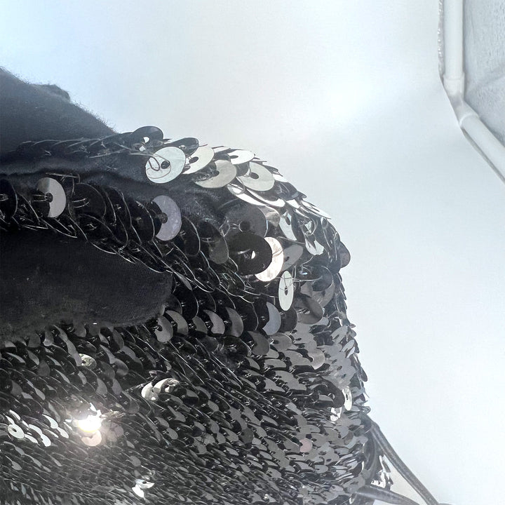 Chanel Small Sequin Drawstring Bag with Silver Hardware