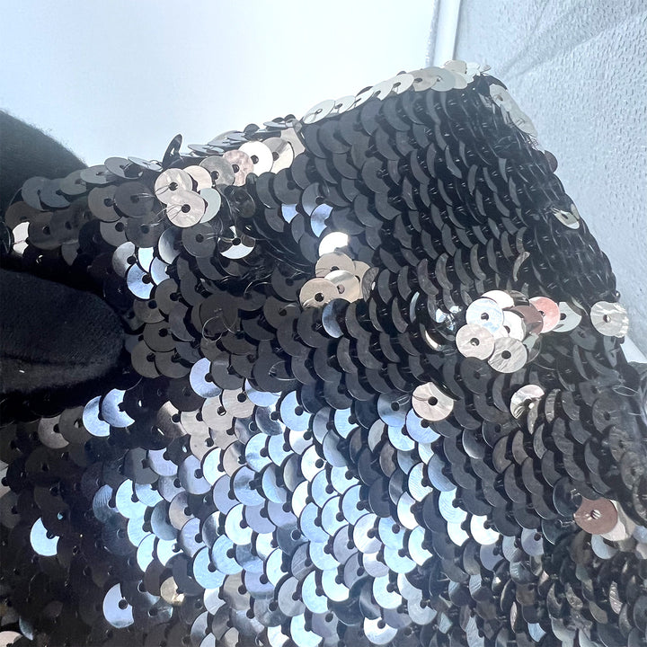 Chanel Small Sequin Drawstring Bag with Silver Hardware
