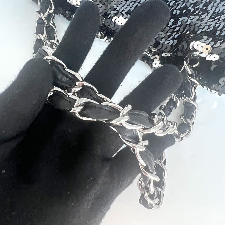 Chanel Small Sequin Drawstring Bag with Silver Hardware