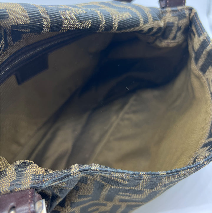 Fendi Vintage Zucca Mamma Baguette Bag with Silver Hardware