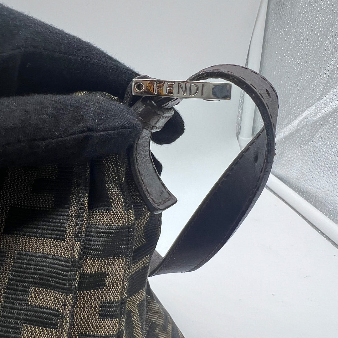 Fendi Vintage Zucca Mamma Baguette Bag with Silver Hardware