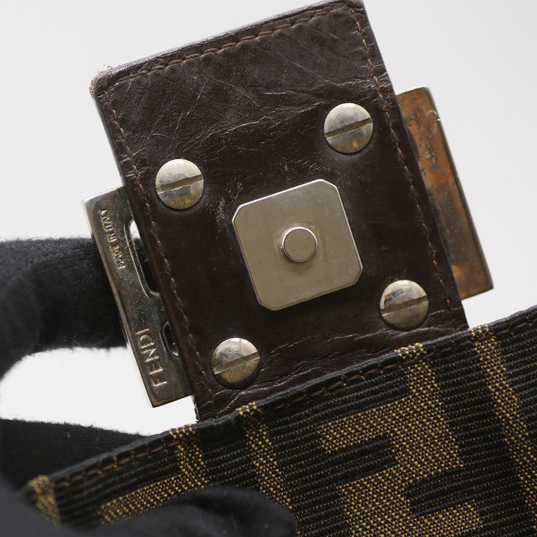 Fendi Vintage Zucca Mamma Baguette Bag with Silver Hardware
