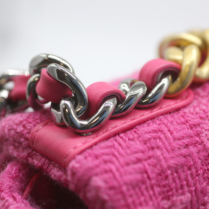Chanel Medium 19 Flap Bag in Pink Tweed with Mixed Hardware
