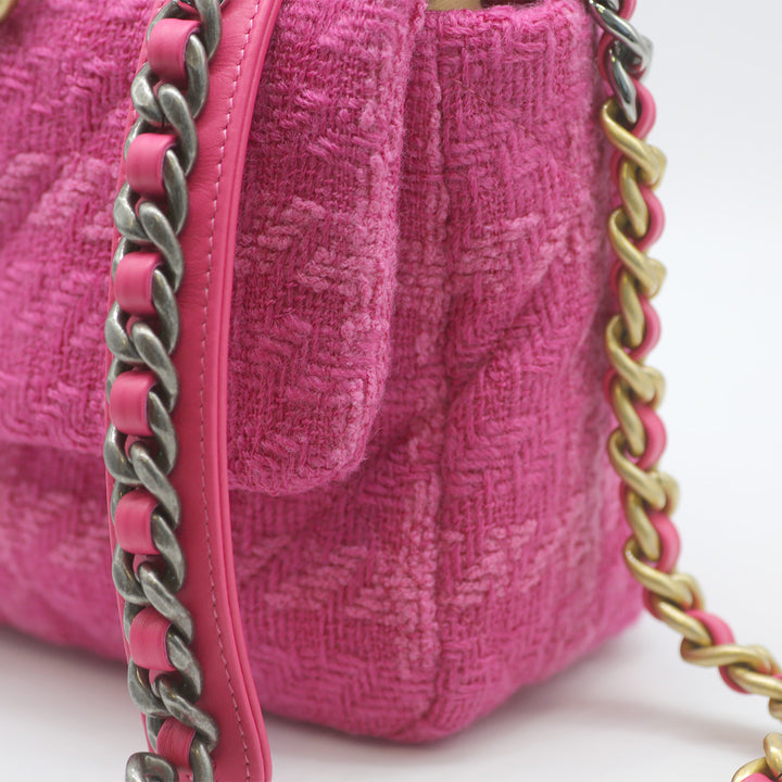 Chanel Medium 19 Flap Bag in Pink Tweed with Mixed Hardware