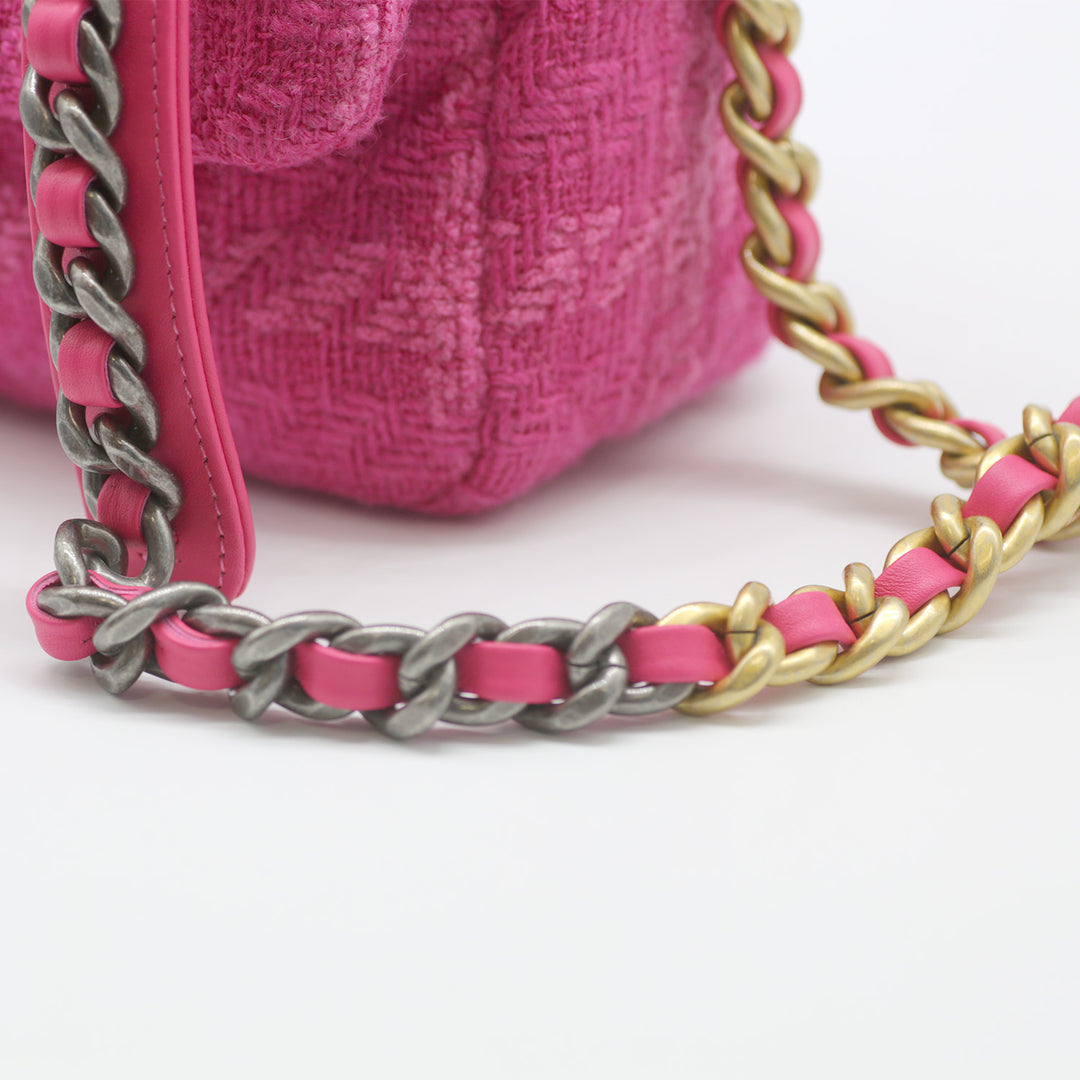 Chanel Medium 19 Flap Bag in Pink Tweed with Mixed Hardware