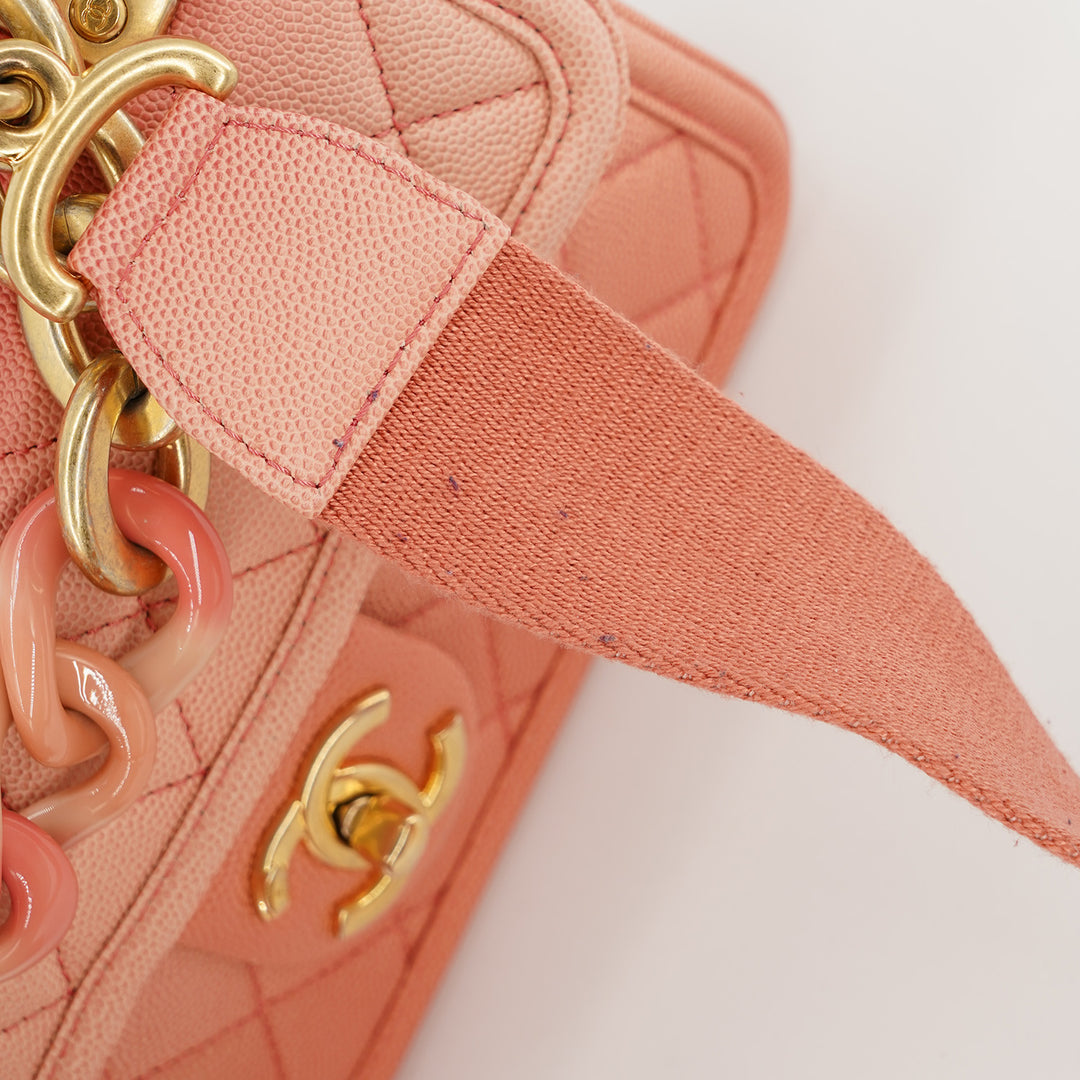 Chanel Sunset on the Sea Flap Bag In Coral Pink Caviar Leather