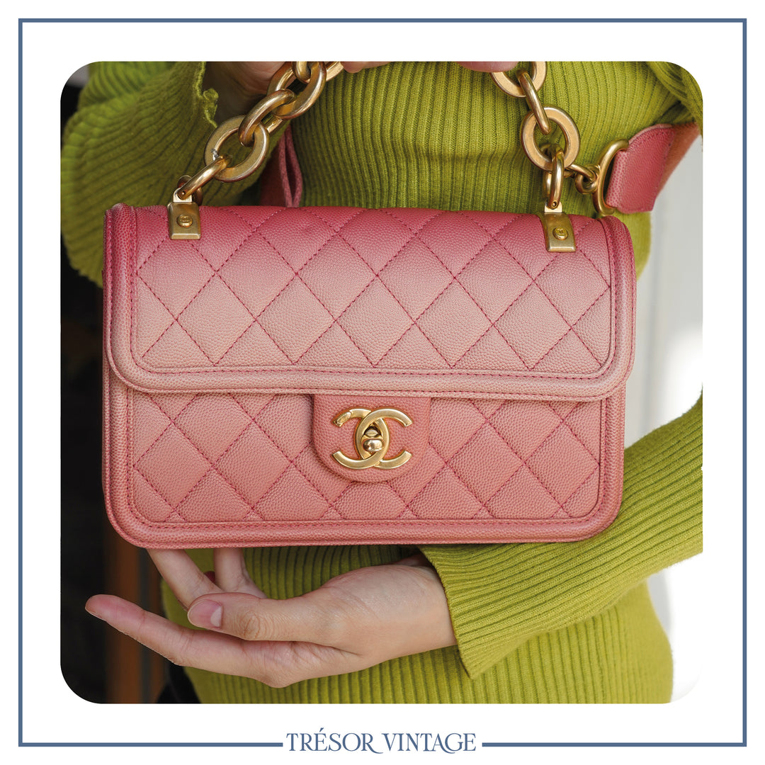 Chanel Sunset on the Sea Flap Bag In Coral Pink Caviar Leather