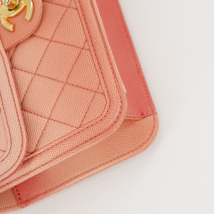 Chanel Sunset on the Sea Flap Bag In Coral Pink Caviar Leather