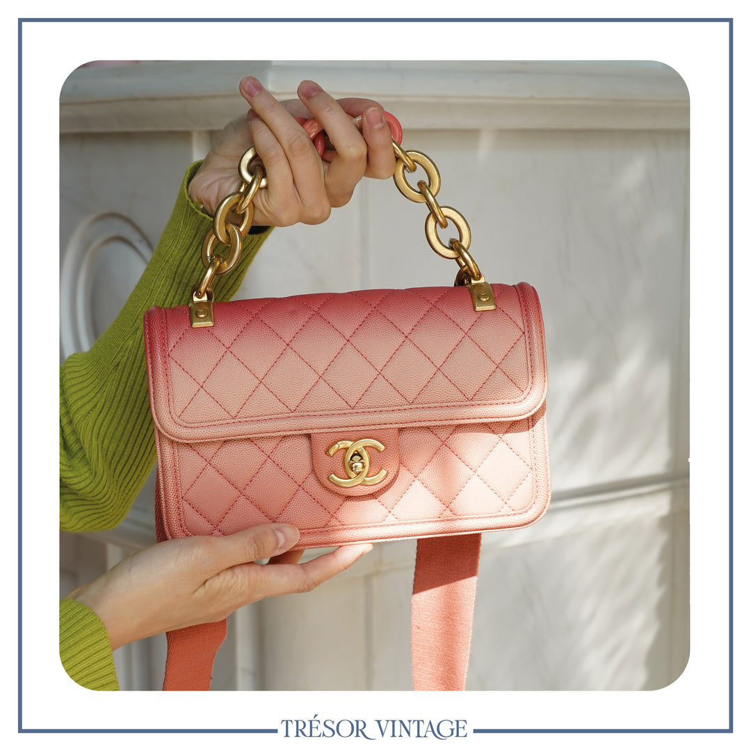 Chanel Sunset on the Sea Flap Bag In Coral Pink Caviar Leather