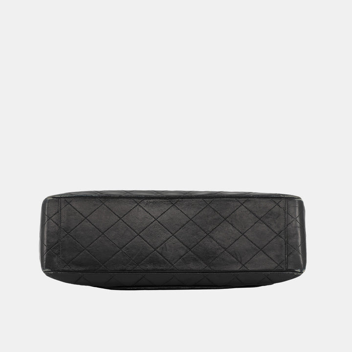 Chanel Vintage Maxi Jumbo XL Flap Bag in Black Quilted Lambskin