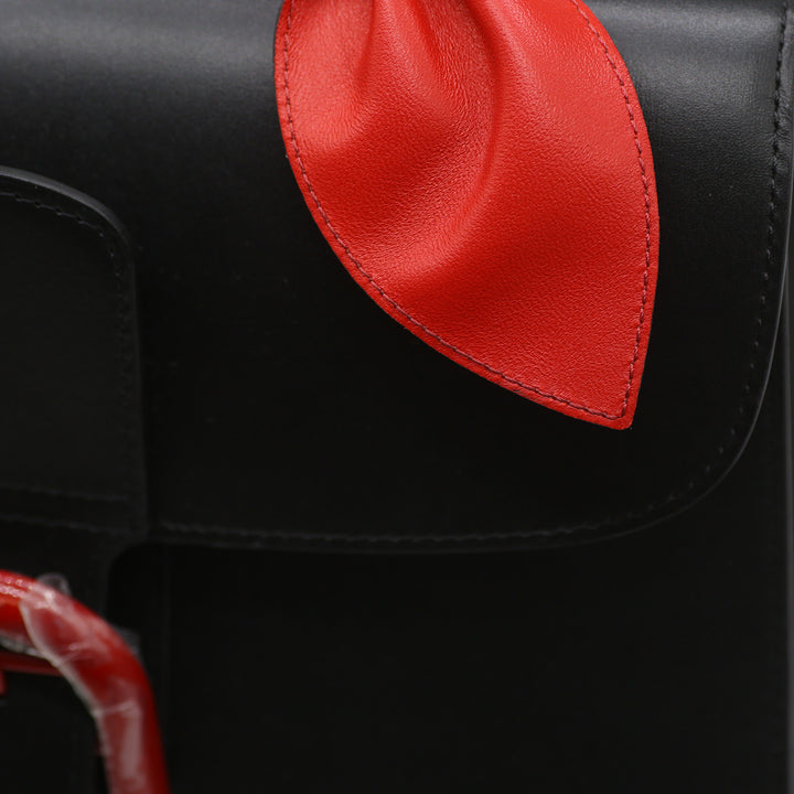 Delvaux Brillant MM Lunar 2017 Limited Edition Black Box Leather Red Buckle