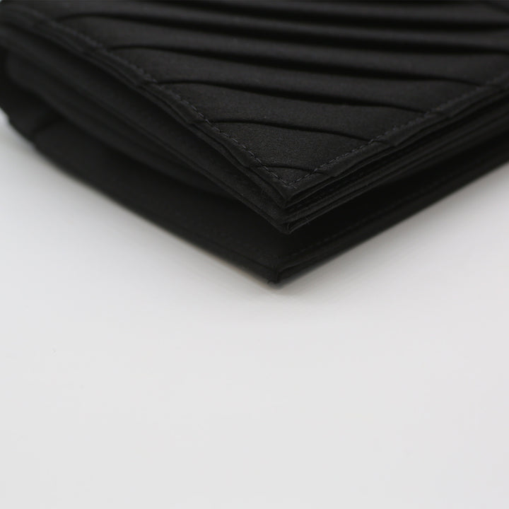 Chanel CC Logo Fold Clasp Clutch in Satin Chevron with Gold Hardware