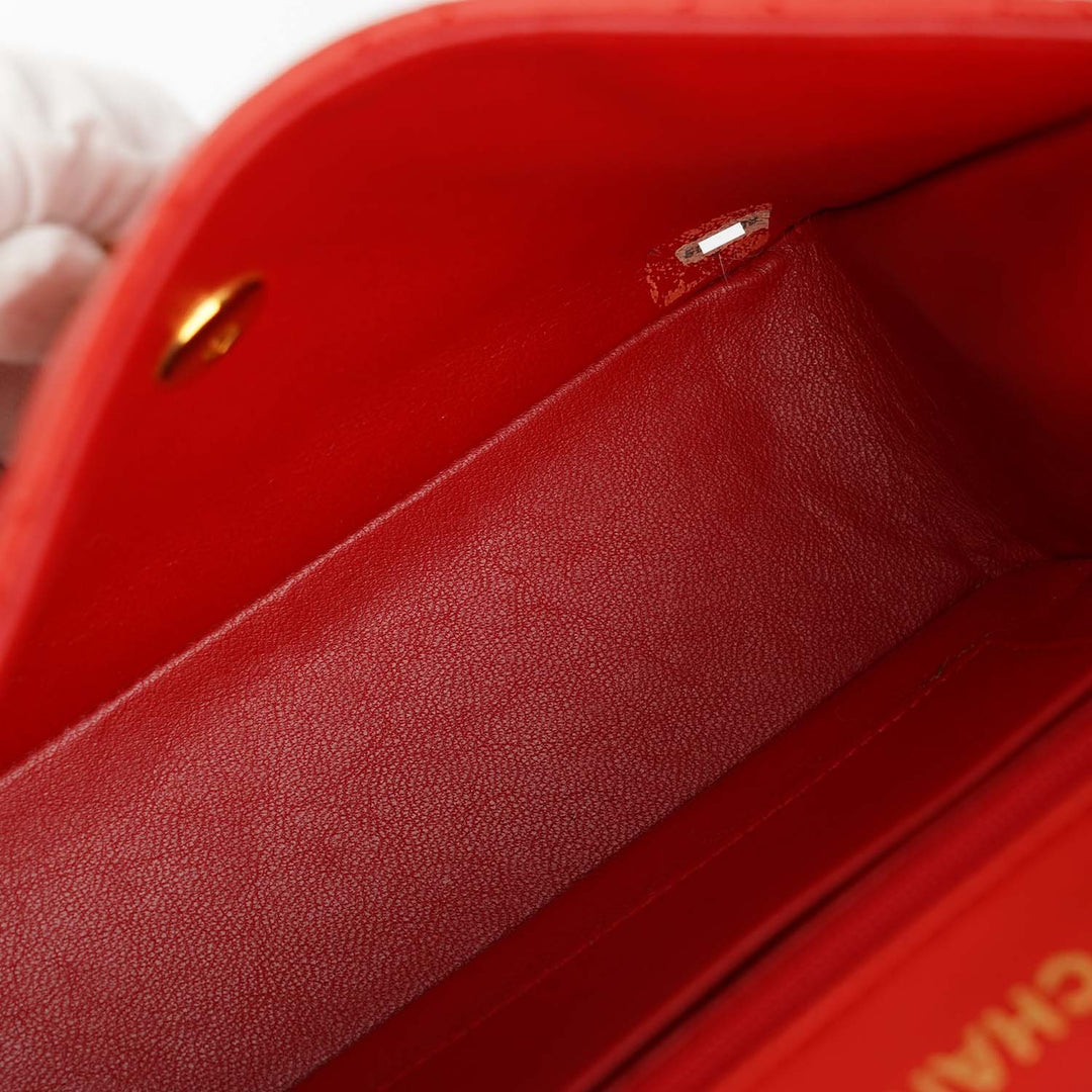 The Chanel serial number sticker is located inside the bag.