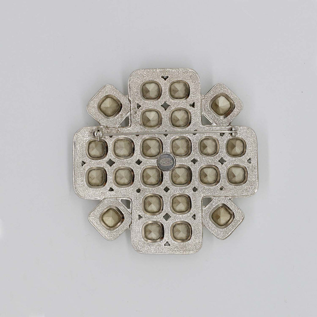 Chanel Crystal Brooch White CC Logo