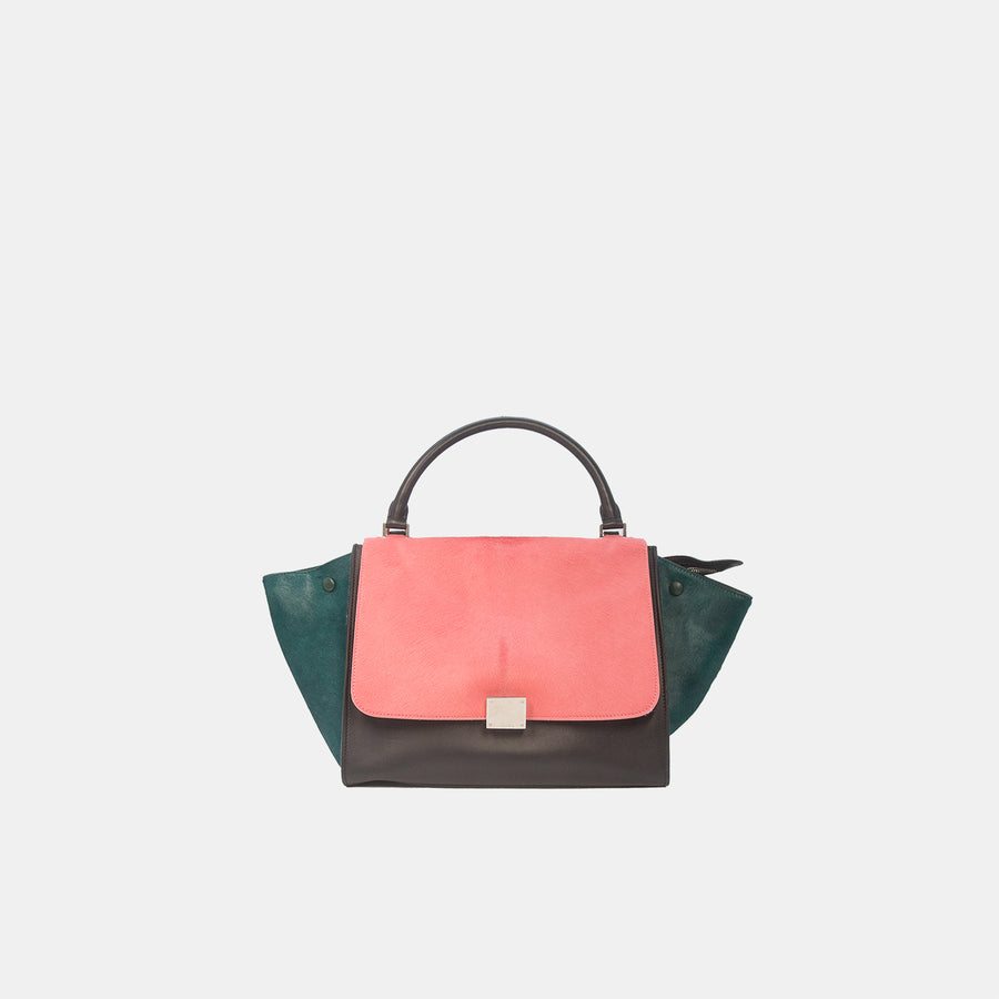 Front of the Celine Pink Trapeze Horsehair Tote Bag.