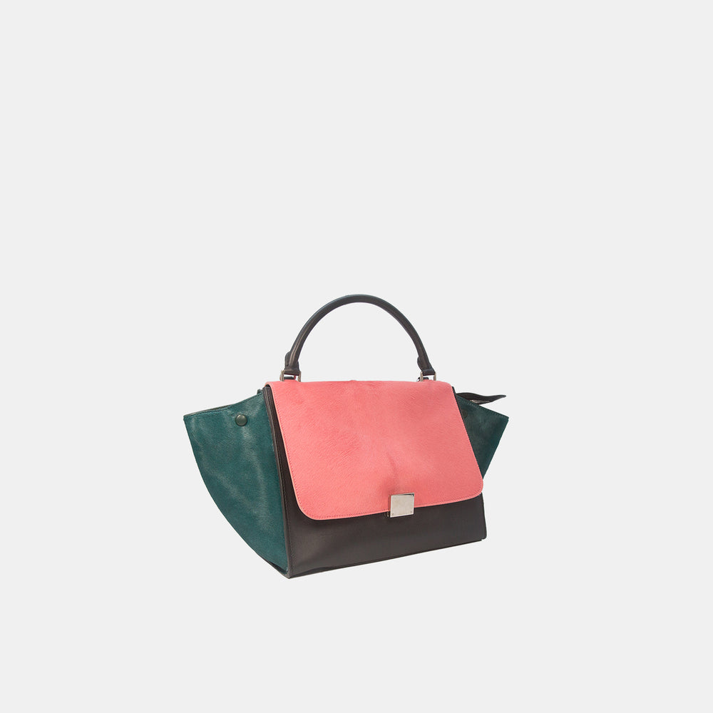 Side of the Celine Pink Trapeze Horsehair Tote Bag.