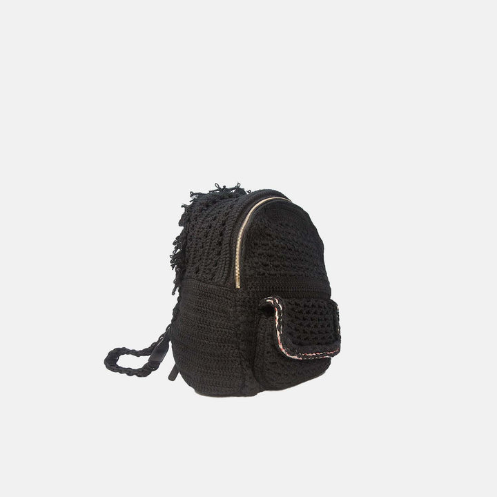 Chanel 2017 *Rare Runway Pieces* Black Crochet Cayo Coco Backpack