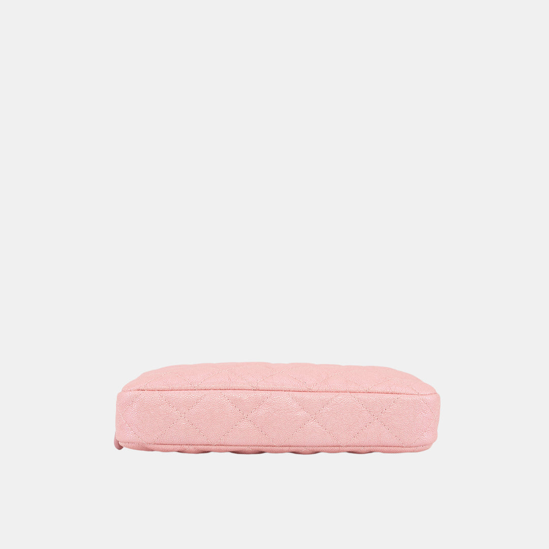Chanel Small Clutch With Chain in Pink Iridescent Caviar with Gold Hardware