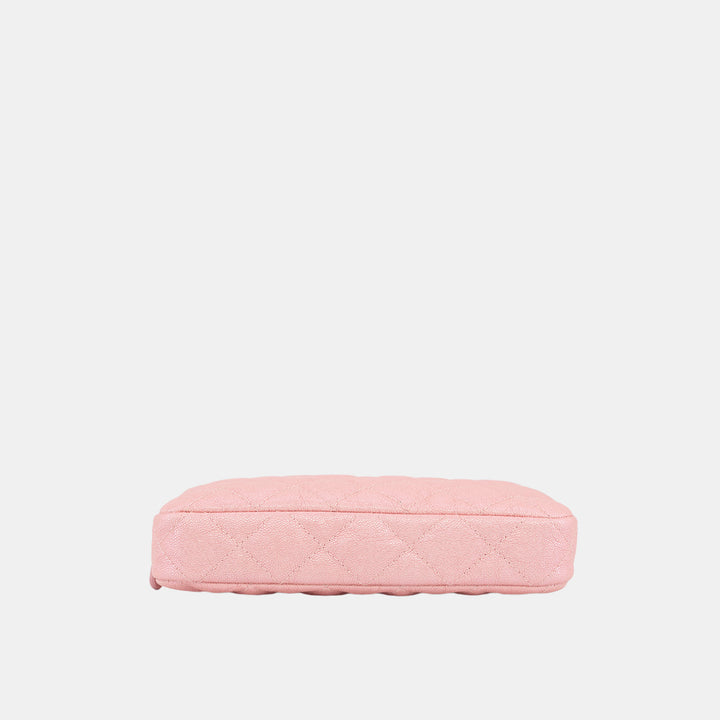 Chanel Small Clutch With Chain in Pink Iridescent Caviar with Gold Hardware