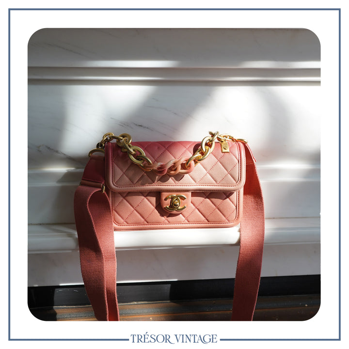 Displaying the Chanel Sunset on the Sea Flap Bag.