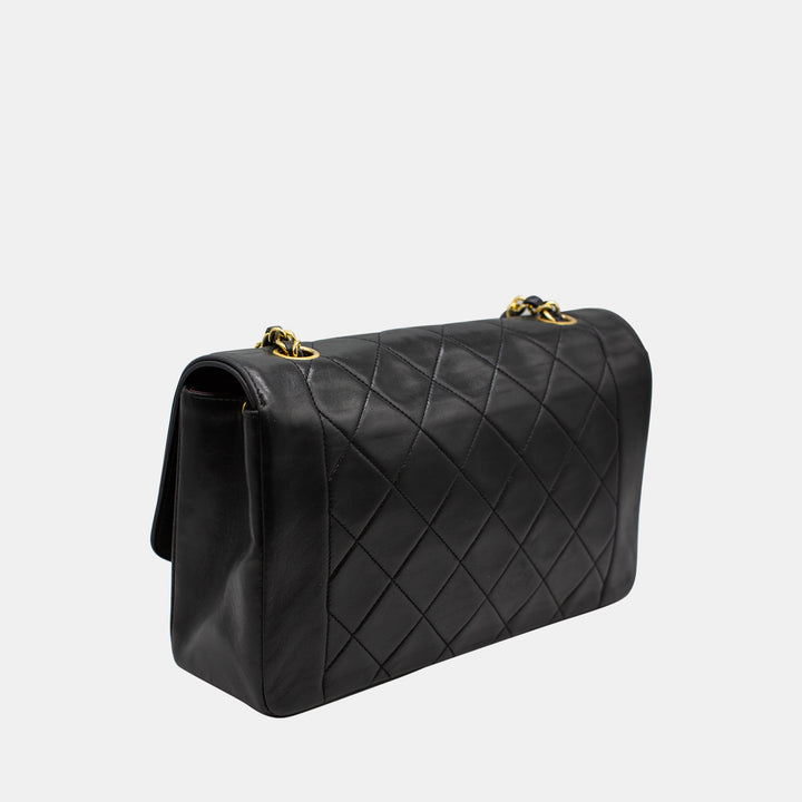 This bag has a interwoven leather and chain strap.