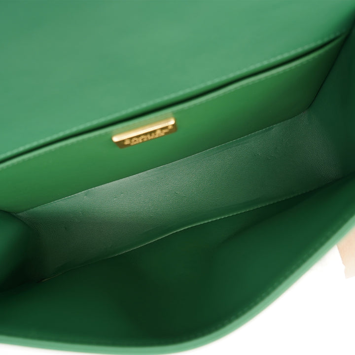 Chanel Medium Boy Flap Bag in Green Rabbit Fur and Lambskin with Gold Hardware