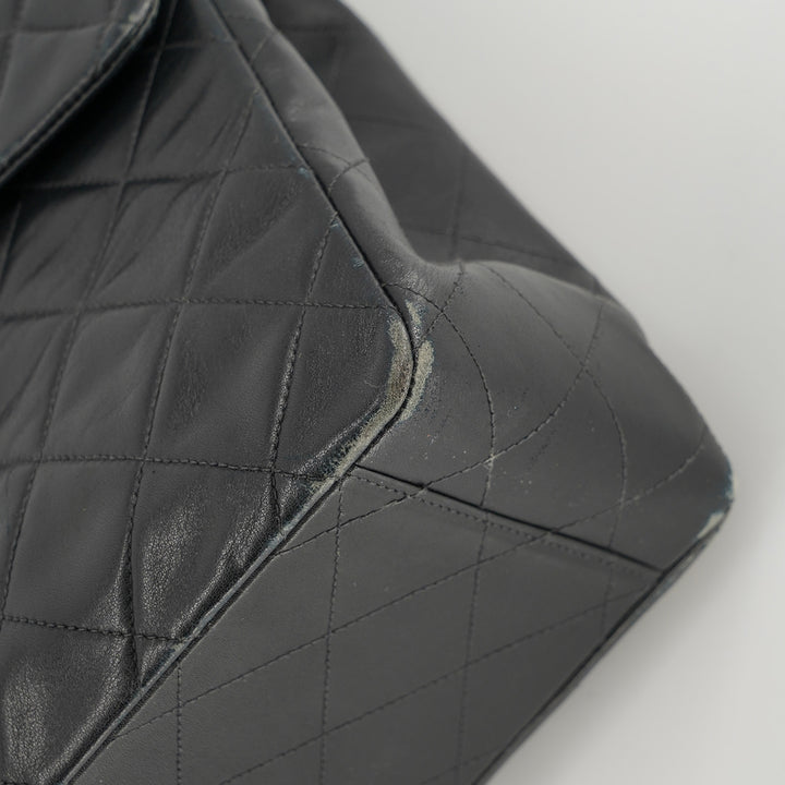 Chanel Vintage Maxi Jumbo XL Flap Bag in Black Quilted Lambskin
