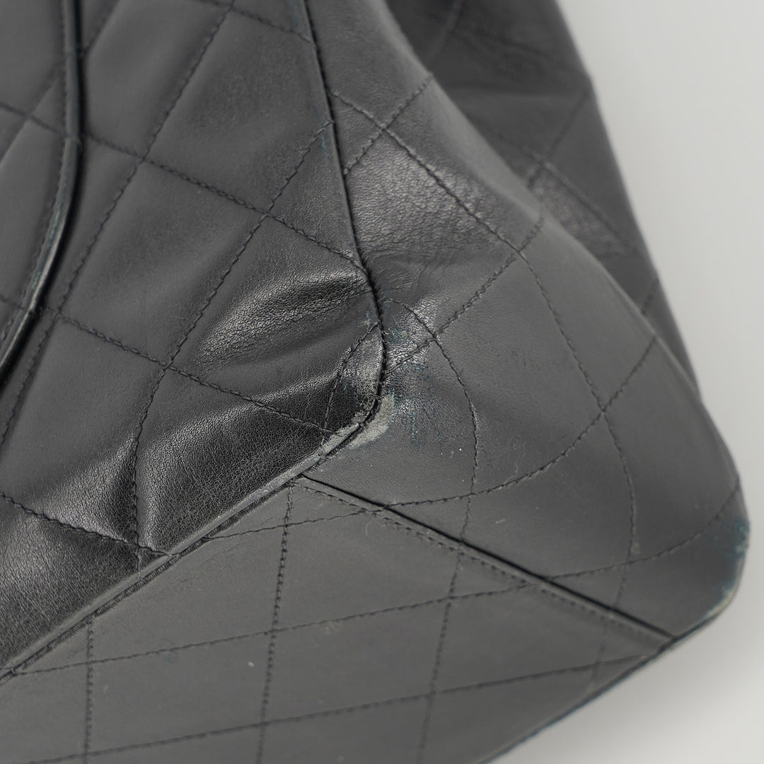 Chanel Vintage Maxi Jumbo XL Flap Bag in Black Quilted Lambskin