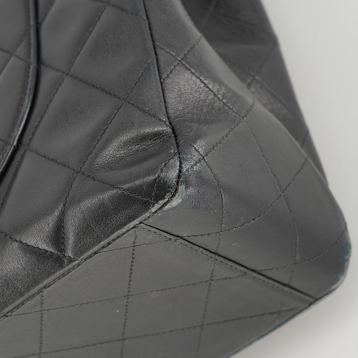 Chanel Vintage Maxi Jumbo XL Flap Bag in Black Quilted Lambskin