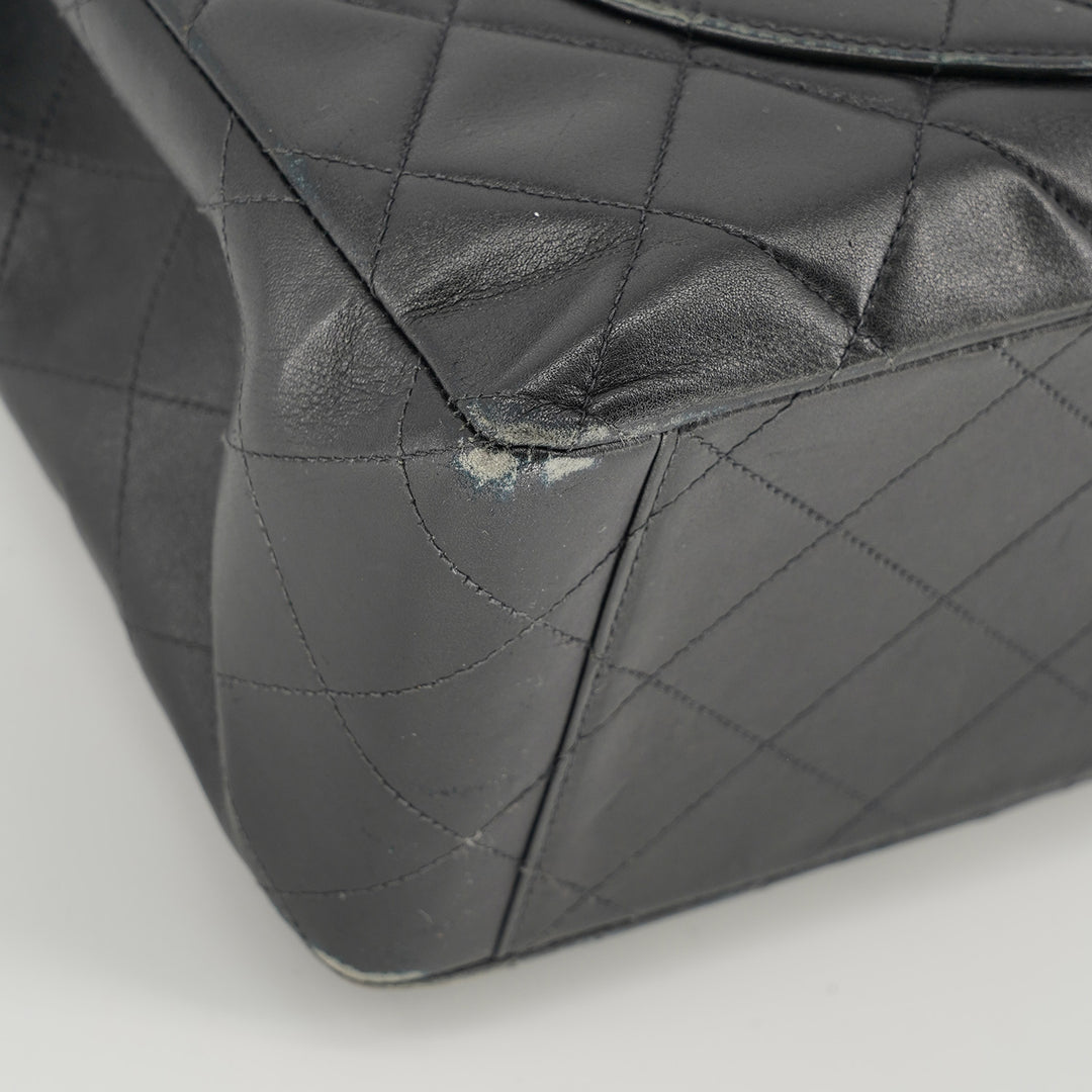 Chanel Vintage Maxi Jumbo XL Flap Bag in Black Quilted Lambskin