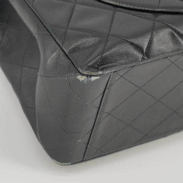 Chanel Vintage Maxi Jumbo XL Flap Bag in Black Quilted Lambskin