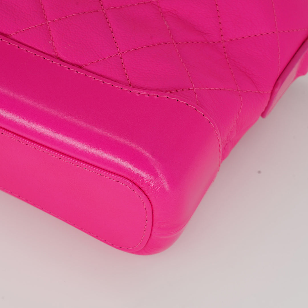 Chanel Small Gabrielle in Fluorescent Pink Calfskin with Mixed Hardware